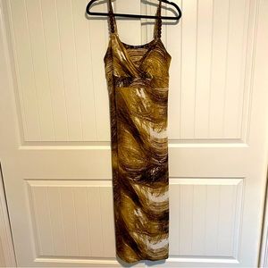 Milano Beaded Strappy Long Maxi Tropical Brown Dress size Large